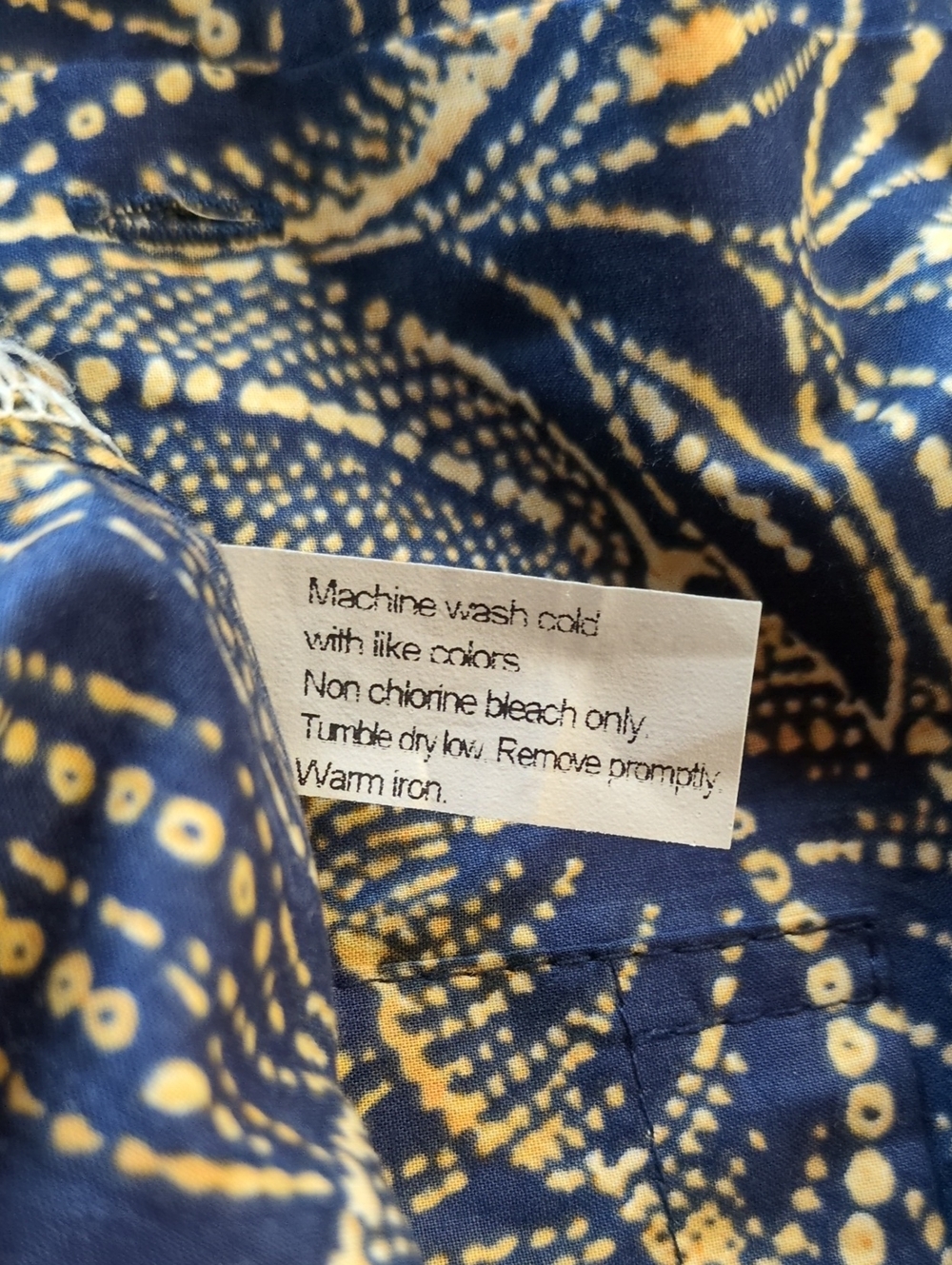 Tori Richard Dotanicals Cotton Lawn Shirt Navy and Yellow Size Large - Picture 10 of 12
